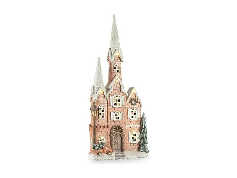 Figurine Décorative Maison Noël Lumière LED Rose Musique Blanc Marron Vert Magnésium 20 x 125 x 55 cm