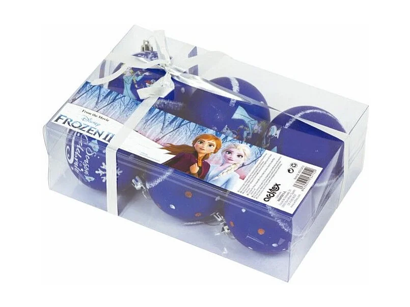 Boule de Noël Frozen Memories 6 Unités Bleu Blanc Plastique (Ø 8 cm)