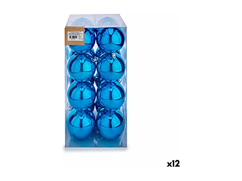 Set di palline di Natale Blu in Plastica 8 x 9 x 8 cm (12 Unità)