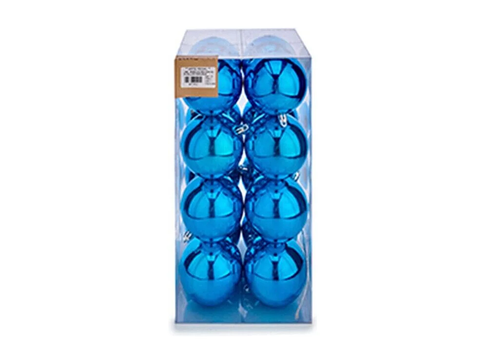 Lot de boules de Noël Bleu Plastique 8 x 9 x 8 cm (12 Unités)