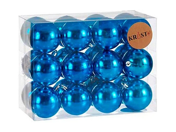 Lot de boules de Noël Bleu Plastique (12 Unités)