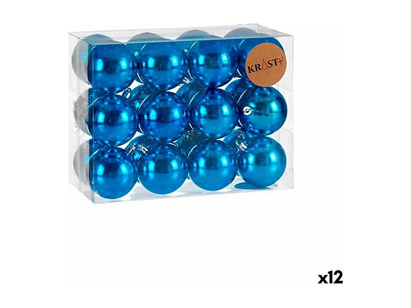 Lot de boules de Noël Bleu Plastique (12 Unités)
