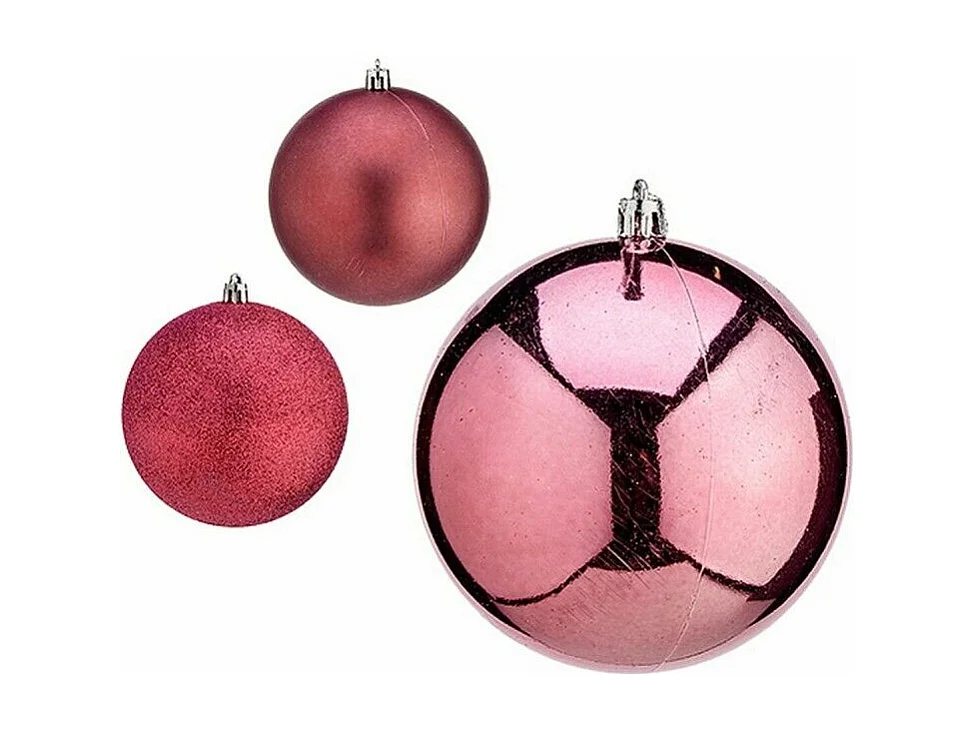 Lot de boules de Noël Rose Plastique 10 x 11 x 10 cm (12 Unités)