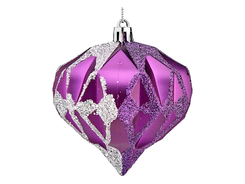 Boules de Noël Diamant Ø 8 cm Argenté Violet Plastique 8 x 9 x 8 cm
