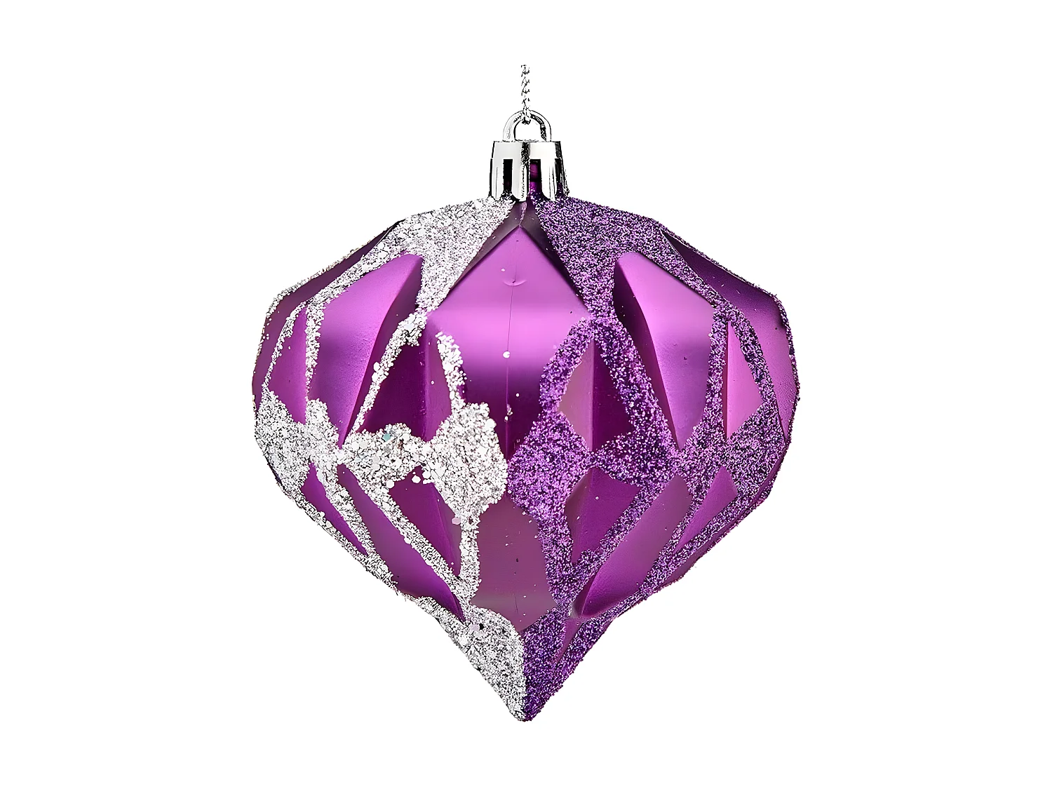 Boules de Noël Diamant Ø 8 cm Argenté Violet Plastique 8 x 9 x 8 cm
