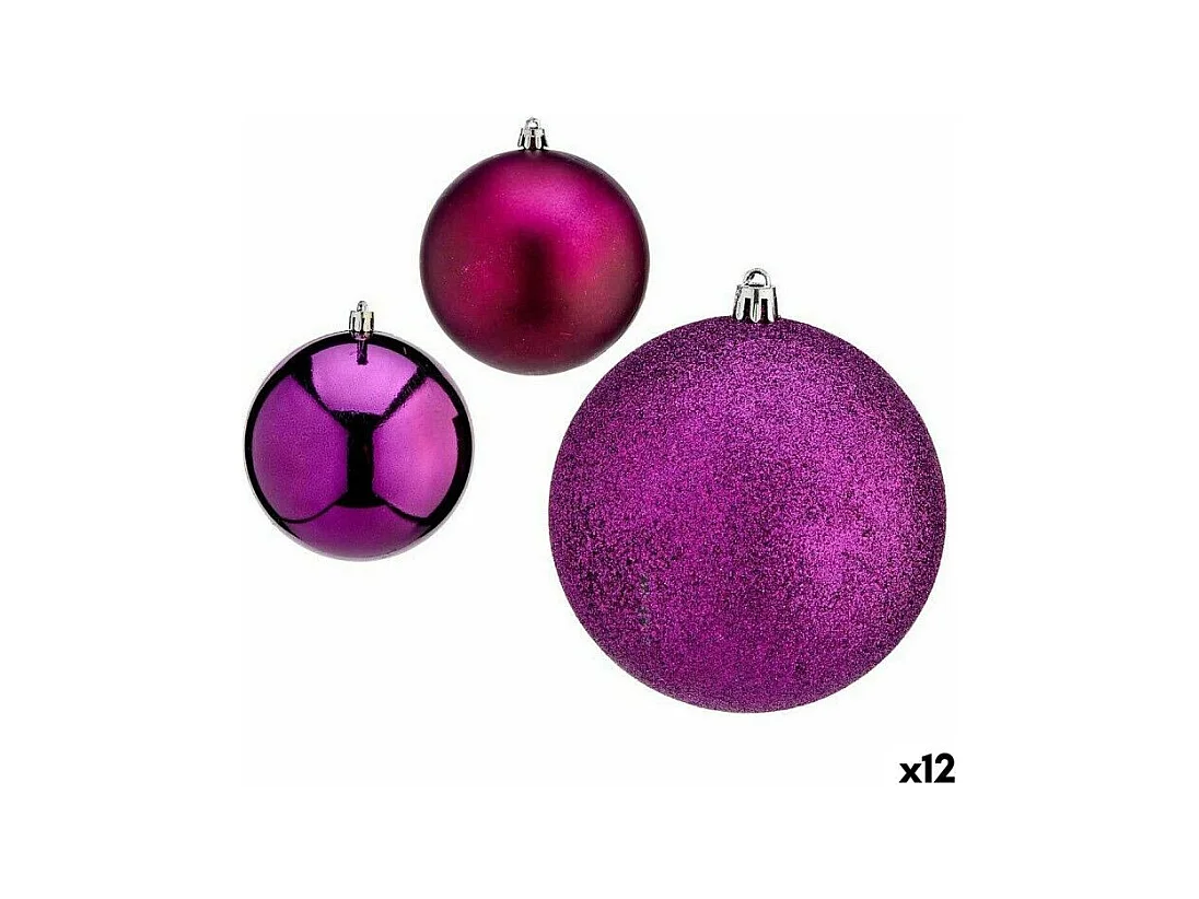 Lot de boules de Noël Violet Plastique 10 x 13 x 10 cm (12 Unités)