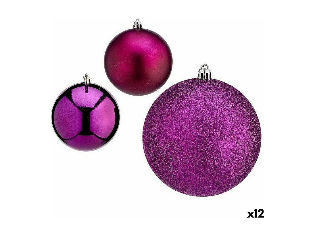 Set di palline di Natale Viola in Plastica 10 x 13 x 10 cm (12 Unità)