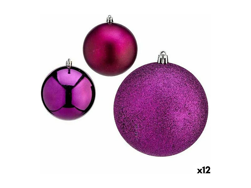 Set di palline di Natale Viola in Plastica 10 x 13 x 10 cm (12 Unità)