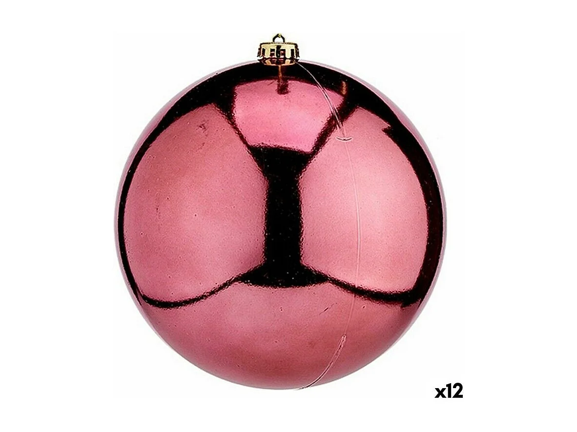Boule de Noël Rose Plastique 20 x 21 x 20 cm (12 Unités)
