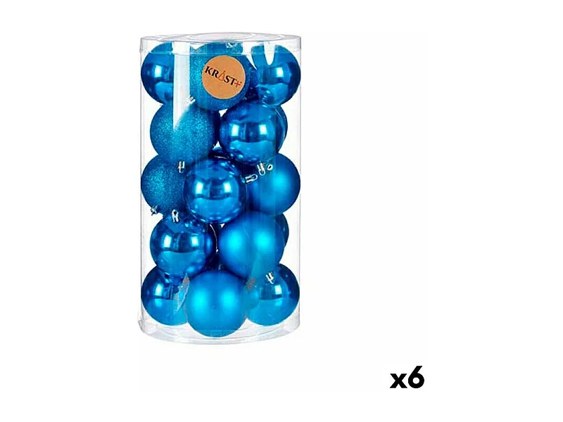 Lot de boules de Noël Bleu Plastique 8 x 9 x 8 cm (6 Unités)