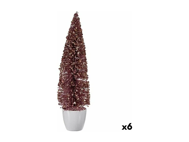 Figurine Décorative Sapin de Noël Rose Plastique 10 x 38 x 10 cm (6 Unités)