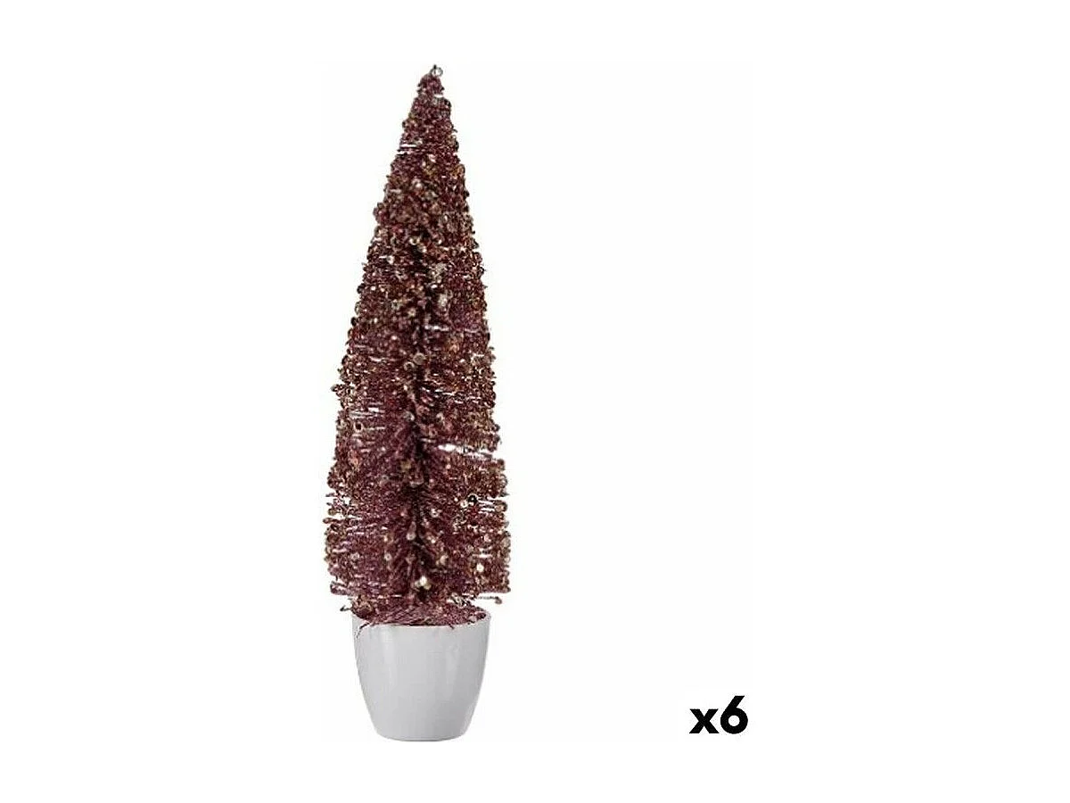 Figurine Décorative Sapin de Noël Rose Plastique 10 x 38 x 10 cm (6 Unités)