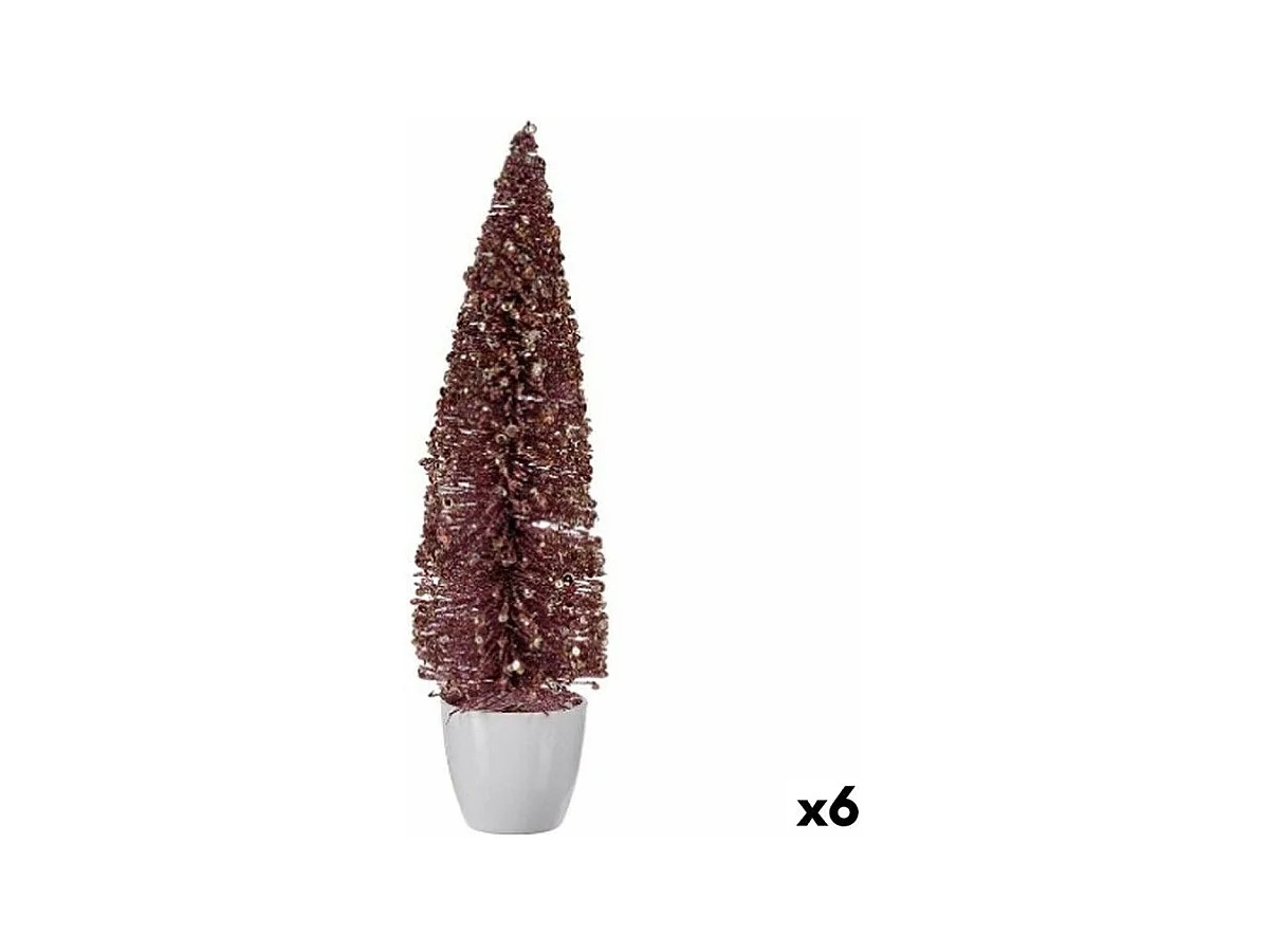 Figurine Décorative Sapin de Noël Rose Plastique 10 x 38 x 10 cm (6 Unités)