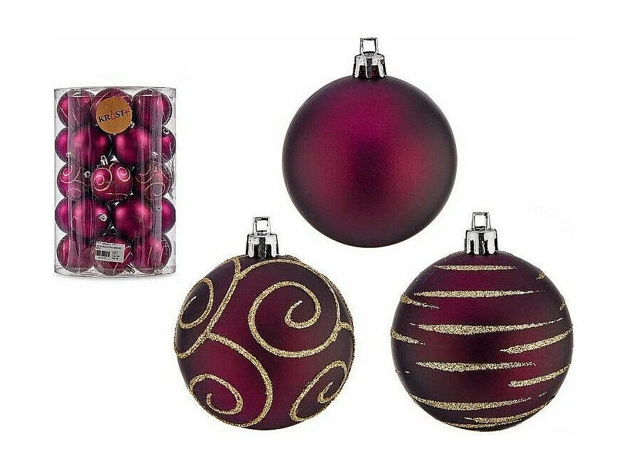 Lot de boules de Noël Violet PVC Ø 6 cm (4 Unités)