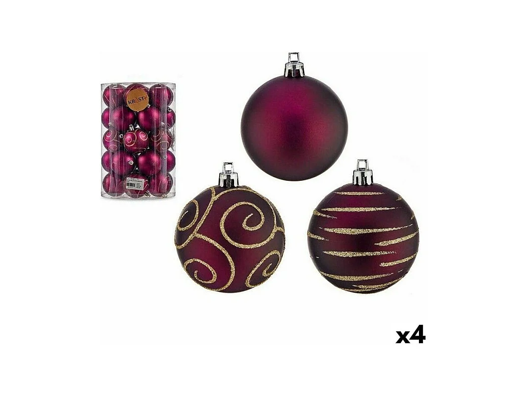 Set di palline di Natale viola in PVC Ø 6 cm (4 pezzi)
