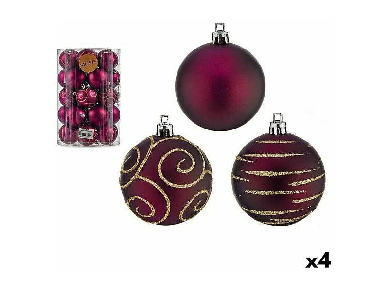 Set di palline di Natale viola in PVC Ø 6 cm (4 pezzi)