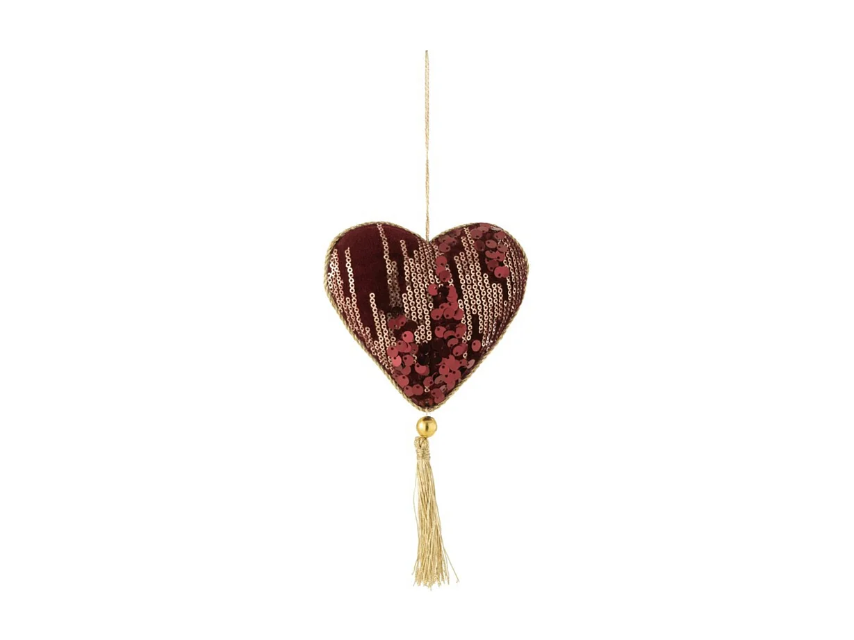 Cuore da appendere in resina Bordeaux 12x5x28 cm