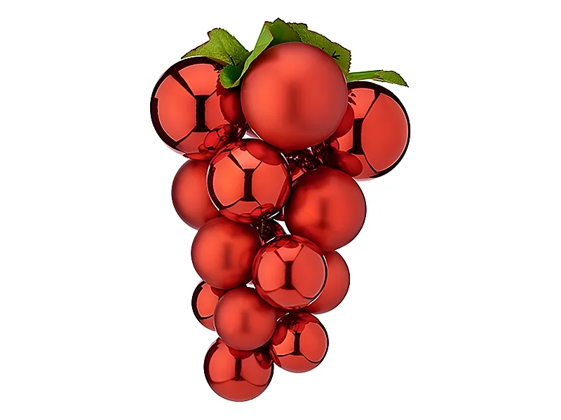Boules de Noël Petit Raisins Rouge Plastique