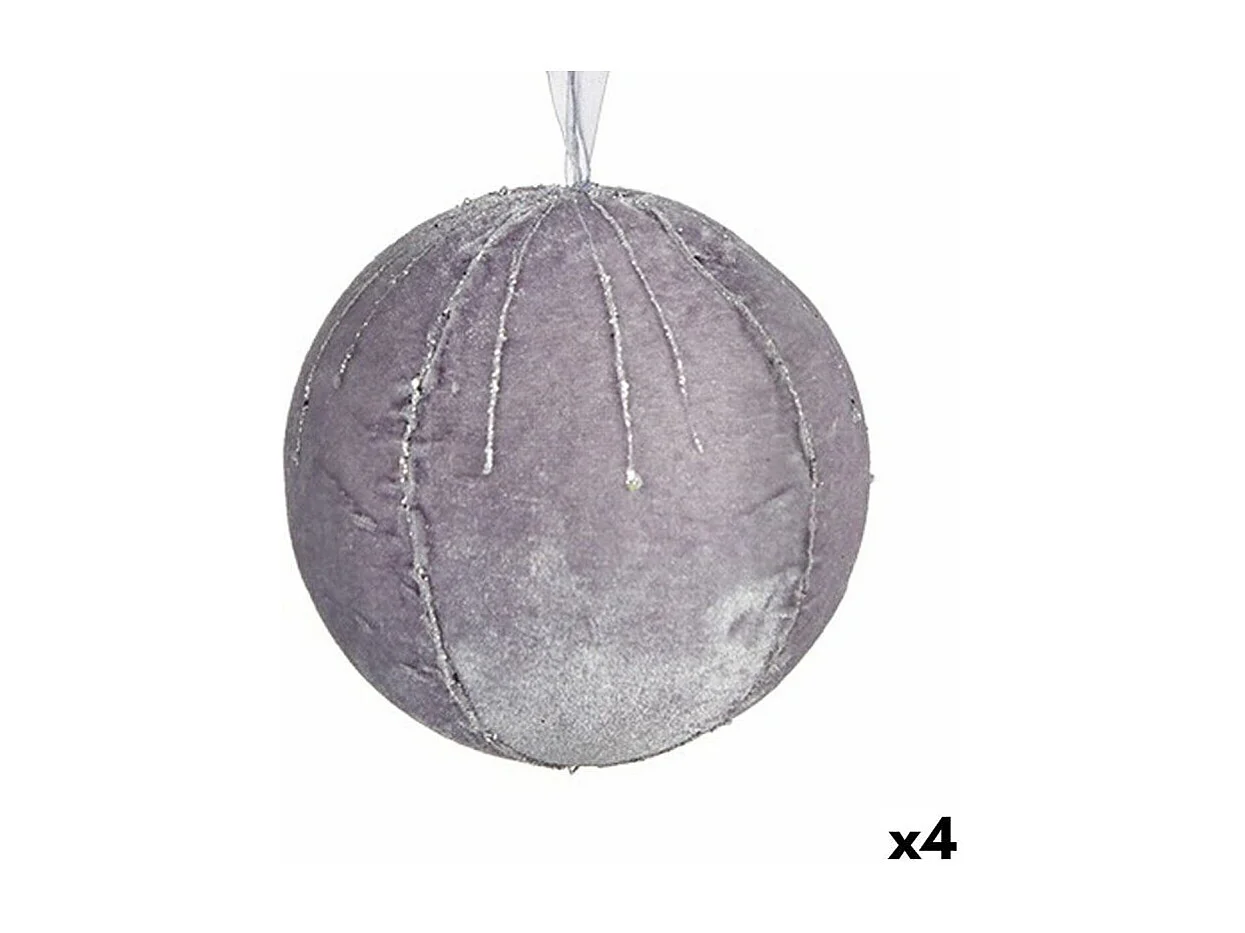 Set di palline di Natale in poliestere argentato 12 x 12 x 12 cm (4 unità)