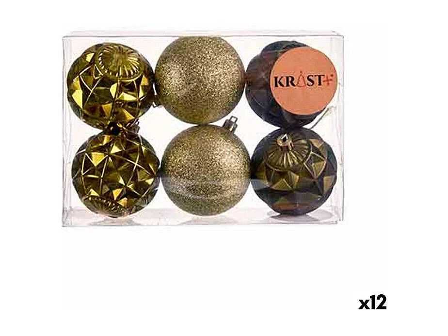 Lot de boules de Noël Ø 7 cm Vert PVC (12 Unités)
