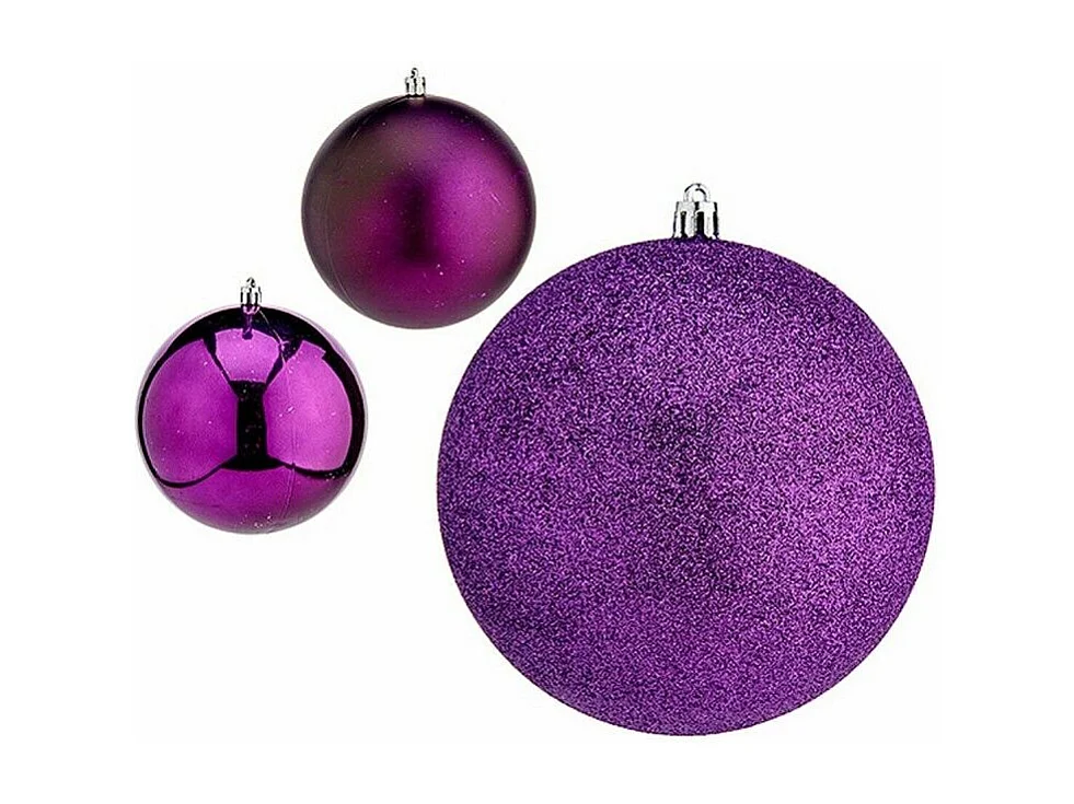Lot de boules de Noël Violet Plastique Ø 12 cm (6 Unités)