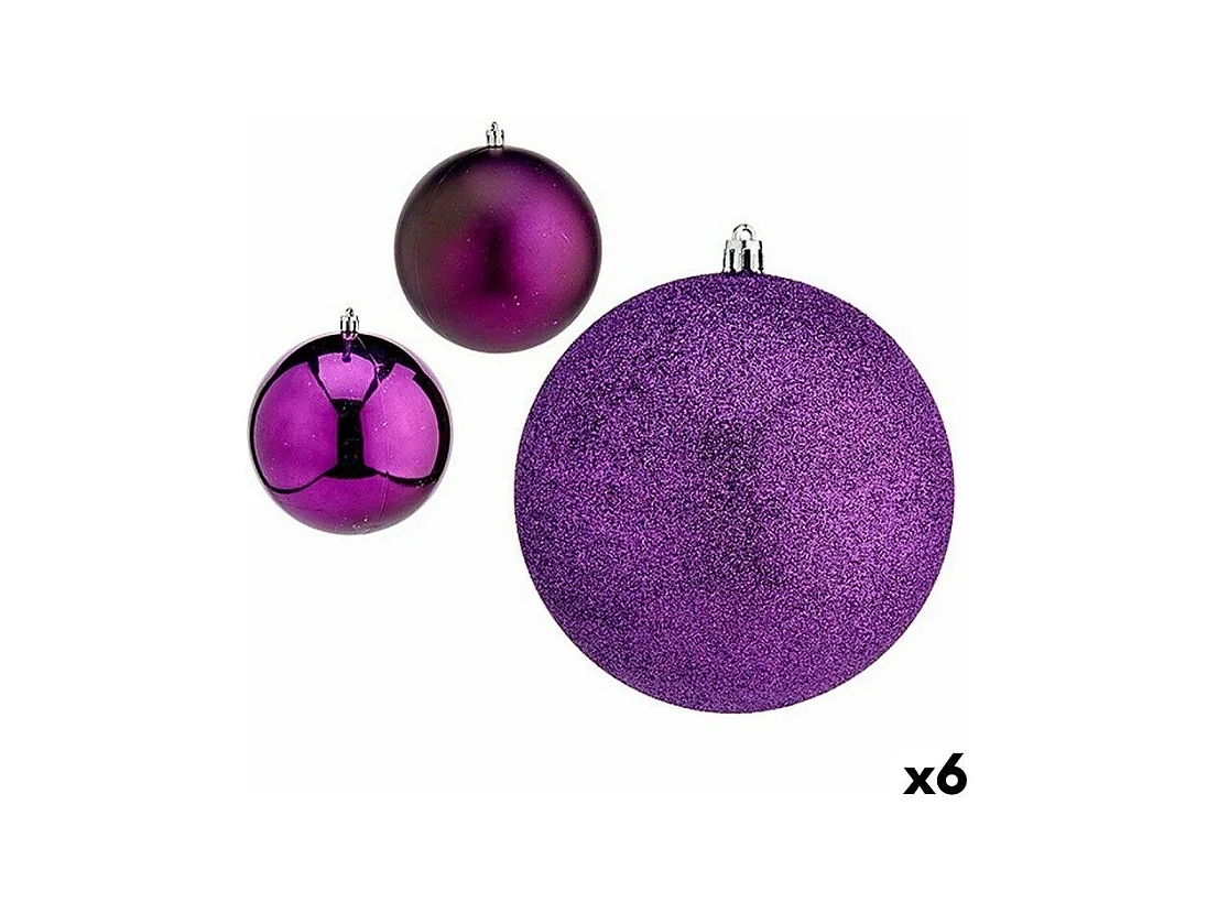 Lot de boules de Noël Violet Plastique Ø 12 cm (6 Unités)