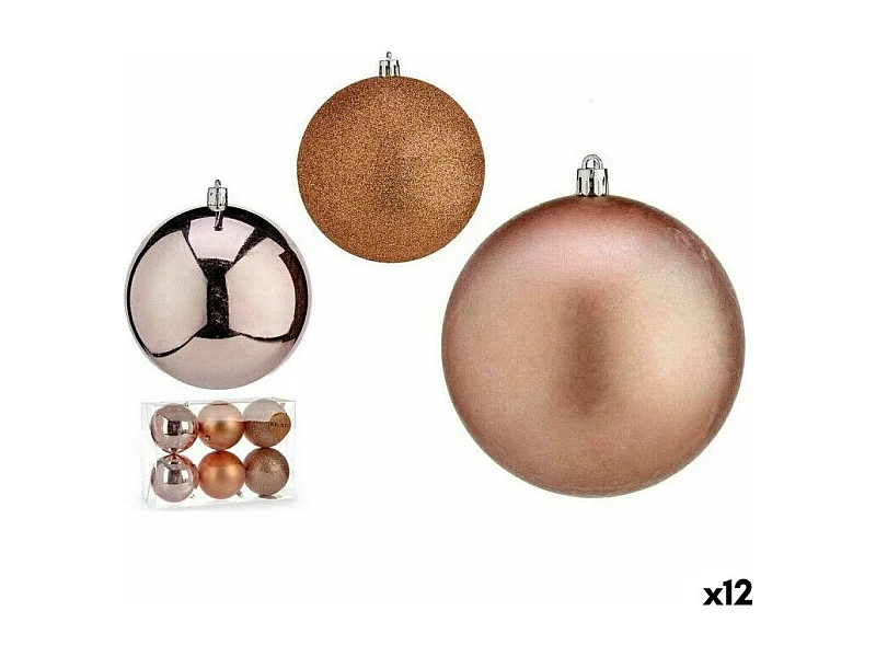 Lot de boules de Noël Rose Plastique 10 x 11 x 10 cm (12 Unités)