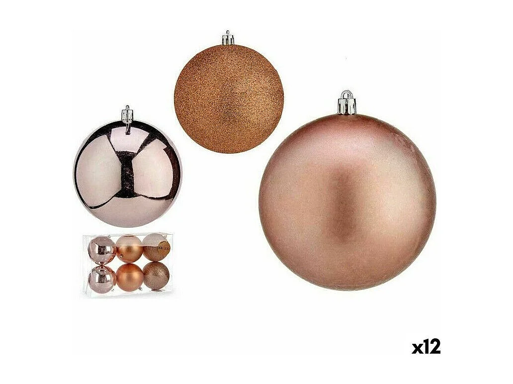 Lot de boules de Noël Rose Plastique 10 x 11 x 10 cm (12 Unités)