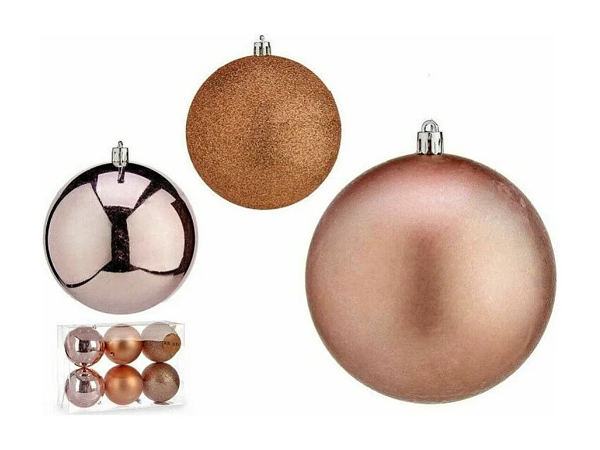 Lot de boules de Noël Rose Plastique 10 x 11 x 10 cm (12 Unités)