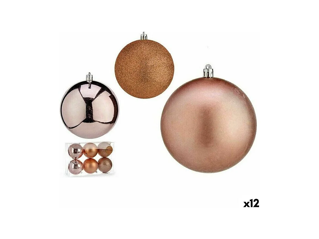 Lot de boules de Noël Rose Plastique 10 x 11 x 10 cm (12 Unités)