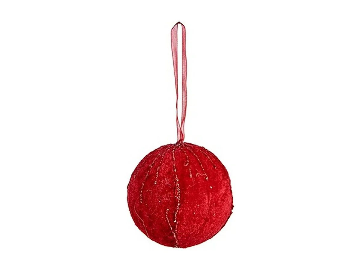 Lot de boules de Noël Polyester Rouge 8 x 8 x 8 cm (6 Unités)