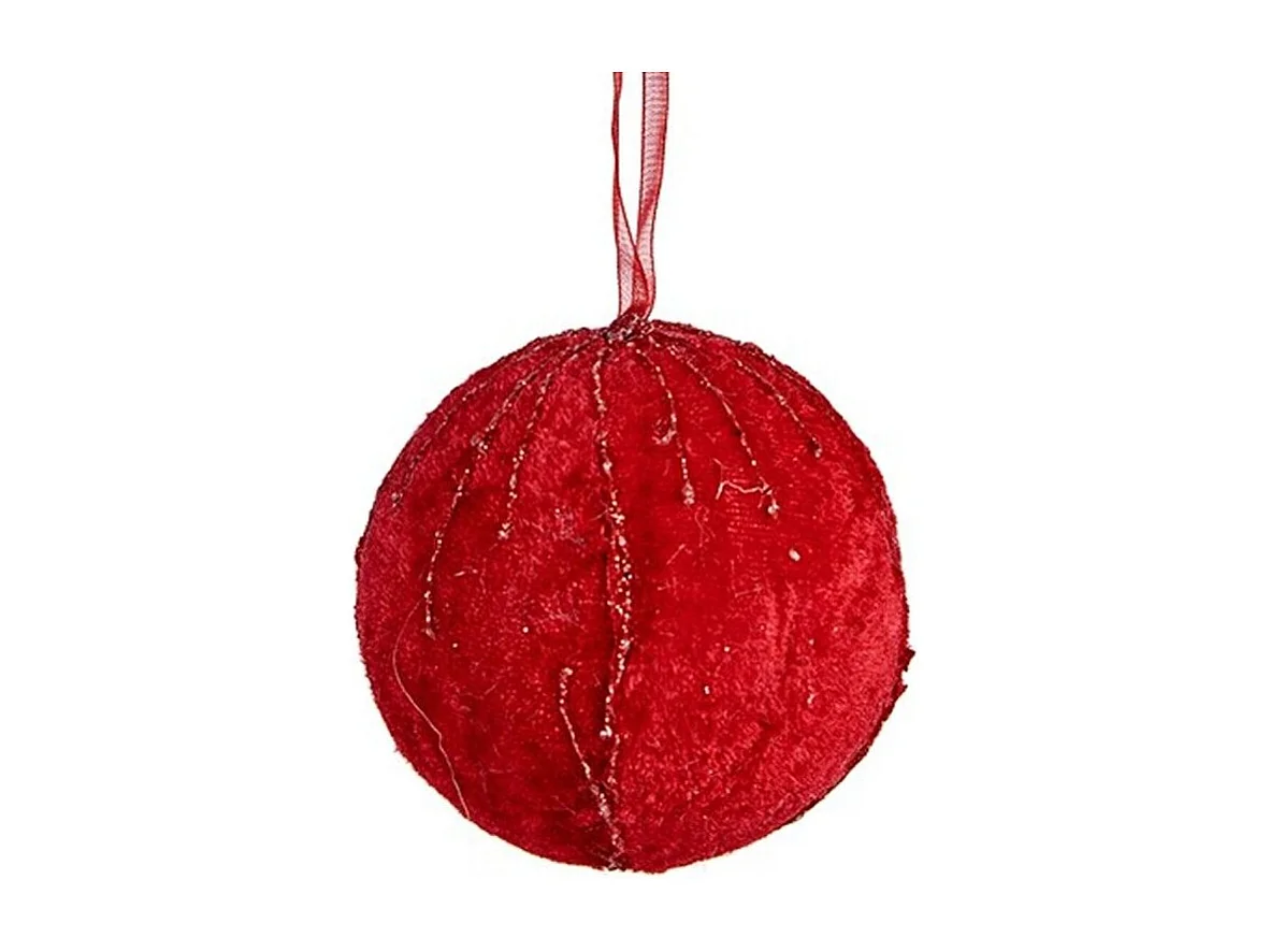 Set di palline di Natale in poliestere rosso 8 x 8 x 8 cm (6 pezzi)