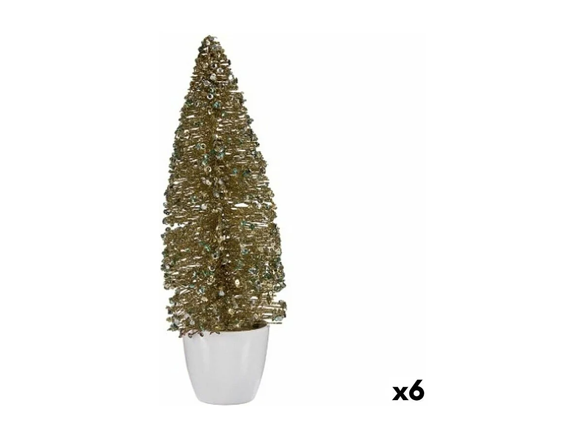 Figurine Décorative Sapin de Noël Bronze Doré Plastique 10 x 33 x 10 cm (6 Unités)