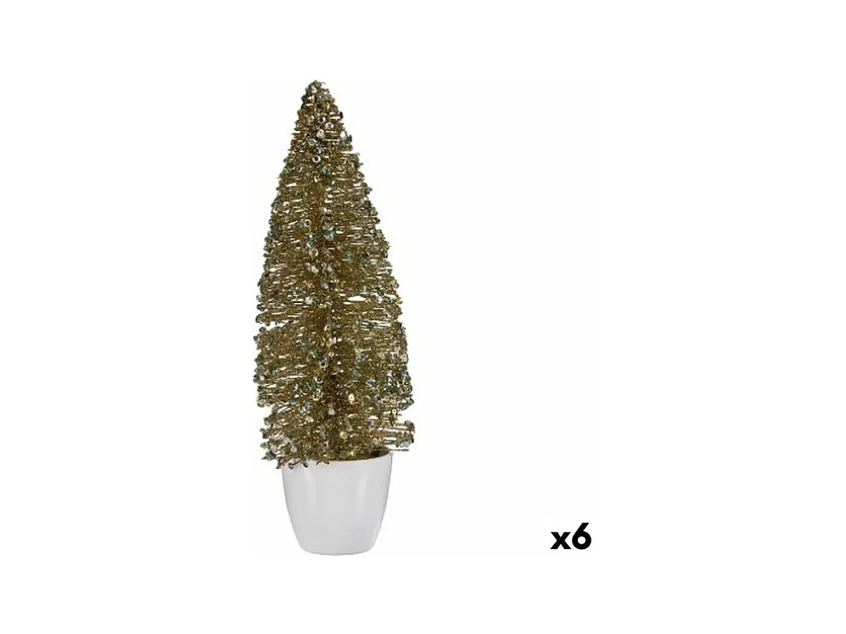 Figurine Décorative Sapin de Noël Bronze Doré Plastique 10 x 33 x 10 cm (6 Unités)