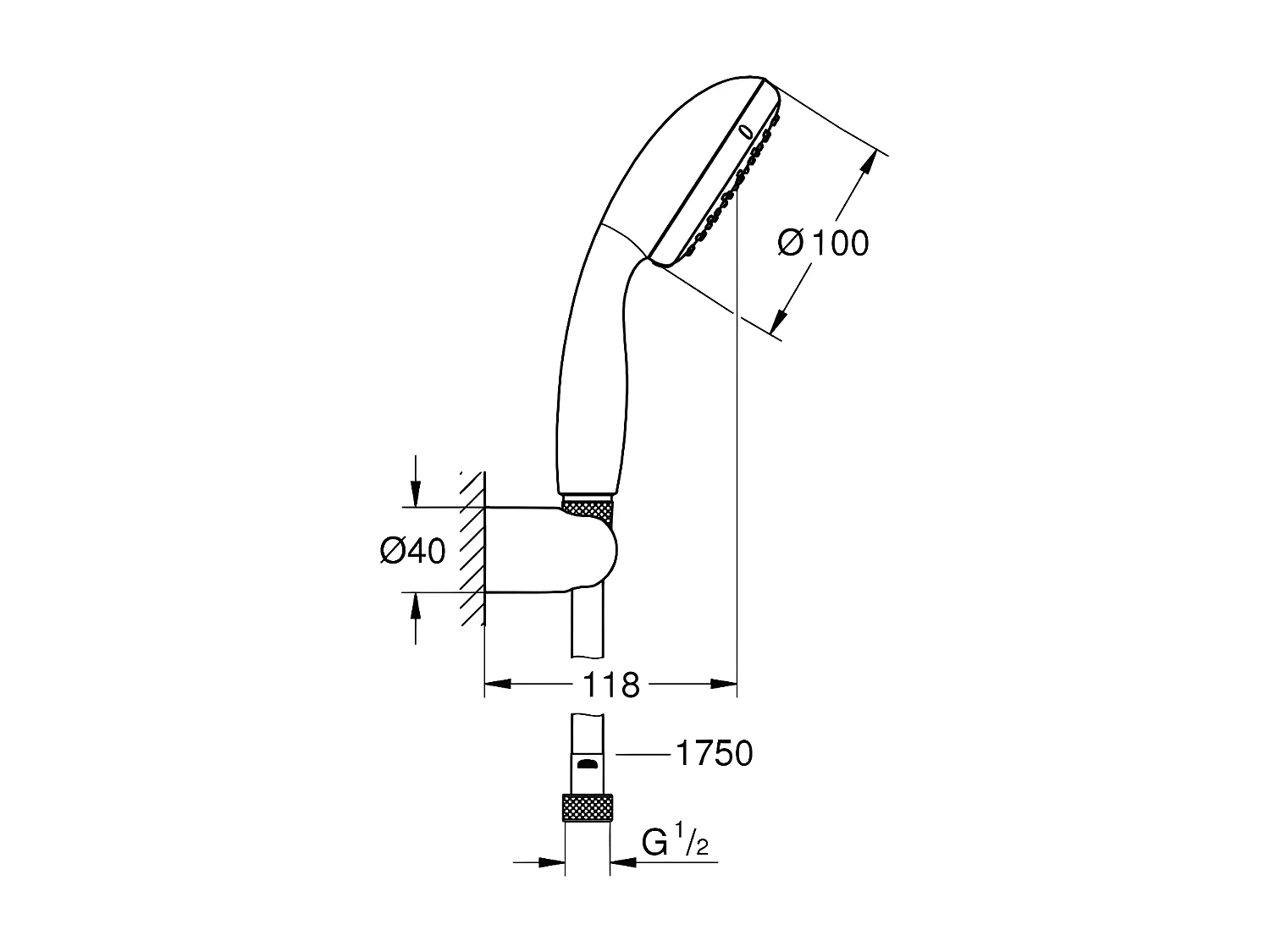Ensemble de douche 2 jets - avec support mural -