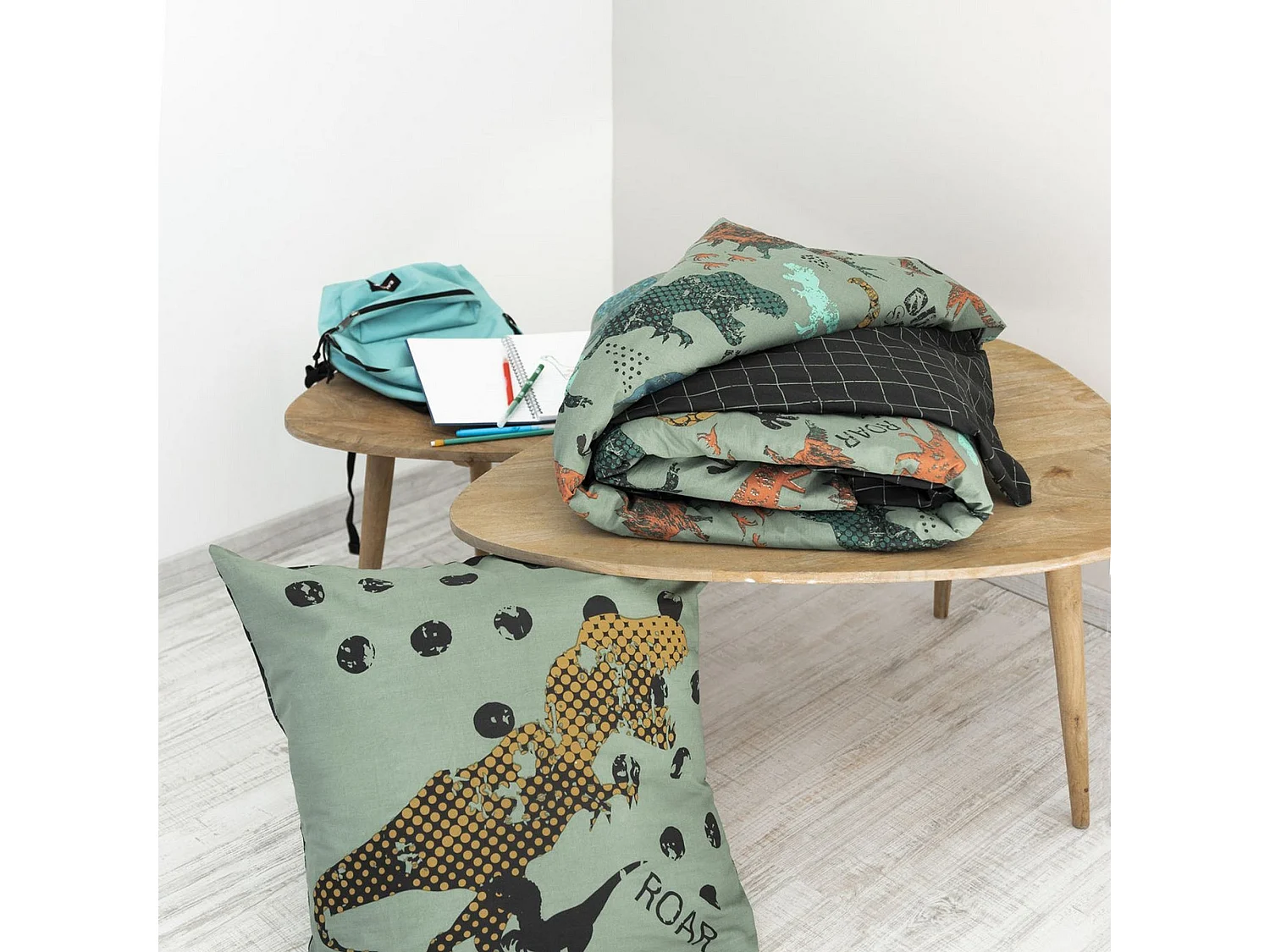 Housse de couette 140x200 + 1 taie d'oreiller 63x63 cm Coton Trias