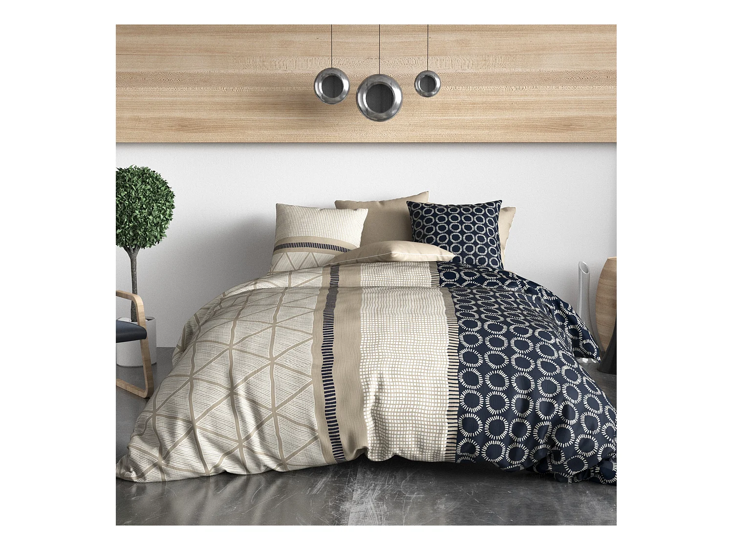 Parure housse de couette 100% Coton 57 fils Nairobi Taille 240 x 260 cm