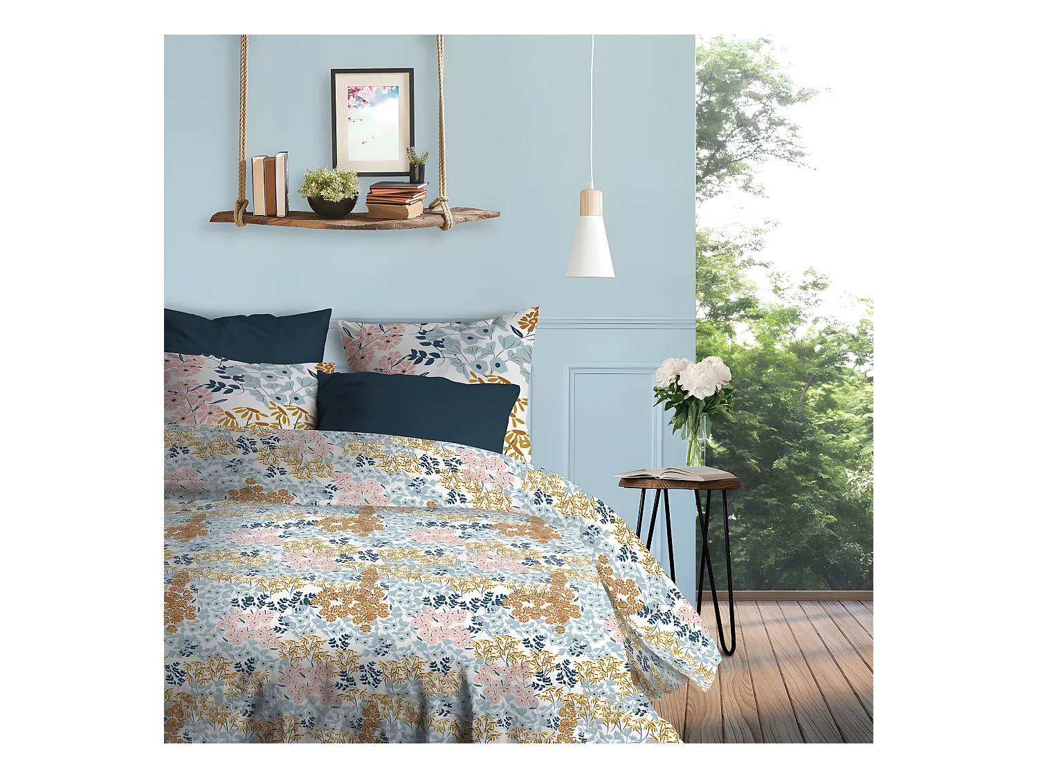Housse de couette 240x260 cm + 2 taies d'oreiller 65x65 cm Coton Kahana
