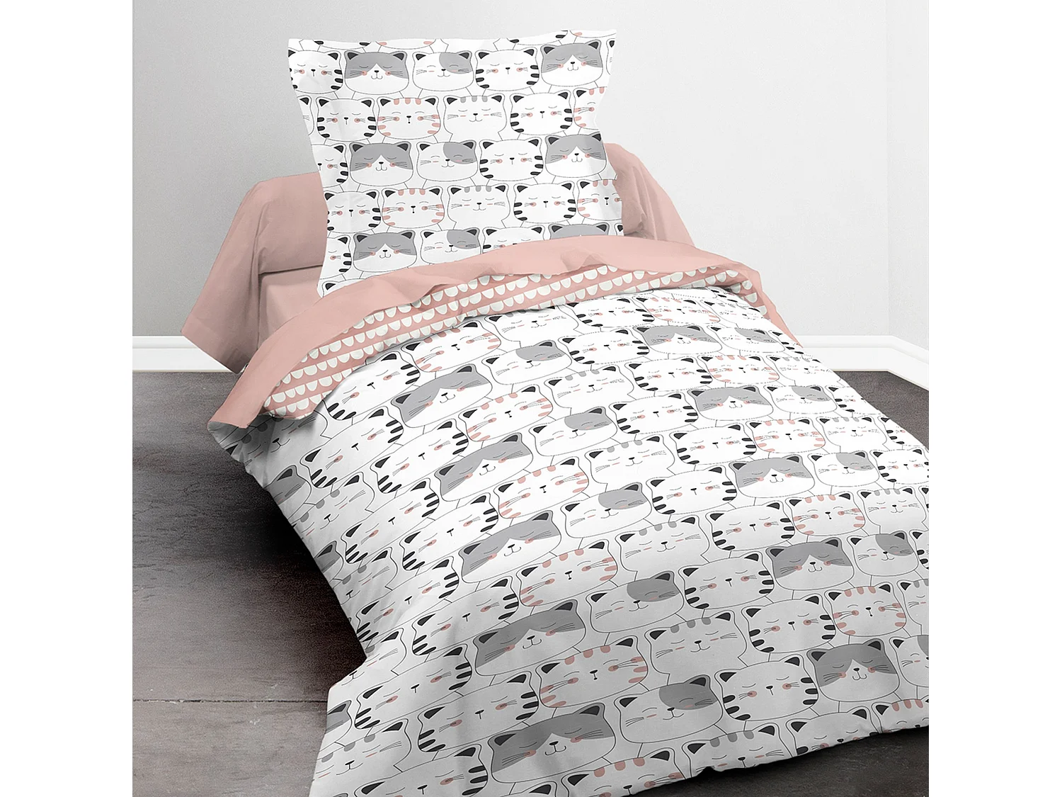 Housse de couette enfant 140x200 cm avec 1 taie d'oreiller 63x63 cm Parure de lit Polyester First 1.10