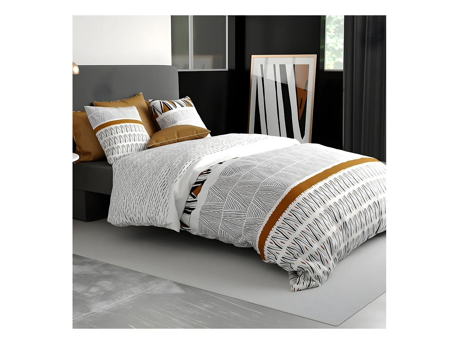 Housse de couette 220x240 cm + 2 taies d'oreiller 63x63 cm Coton Louxor