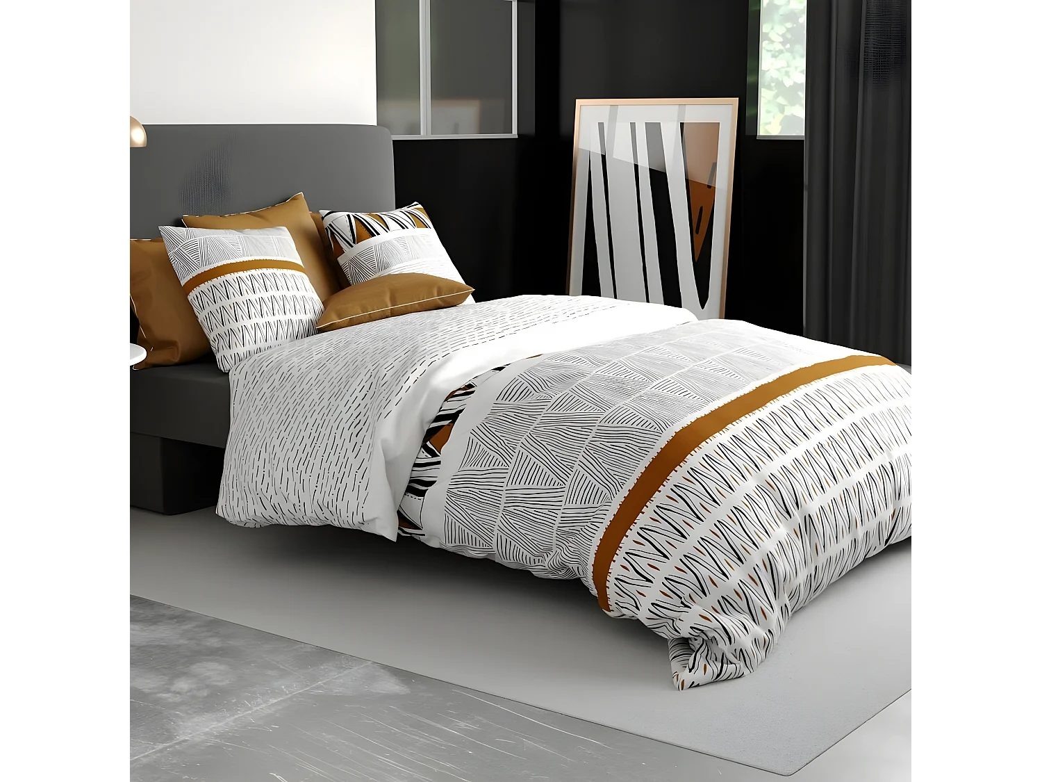 Housse de couette 220x240 cm + 2 taies d'oreiller 63x63 cm Coton Louxor