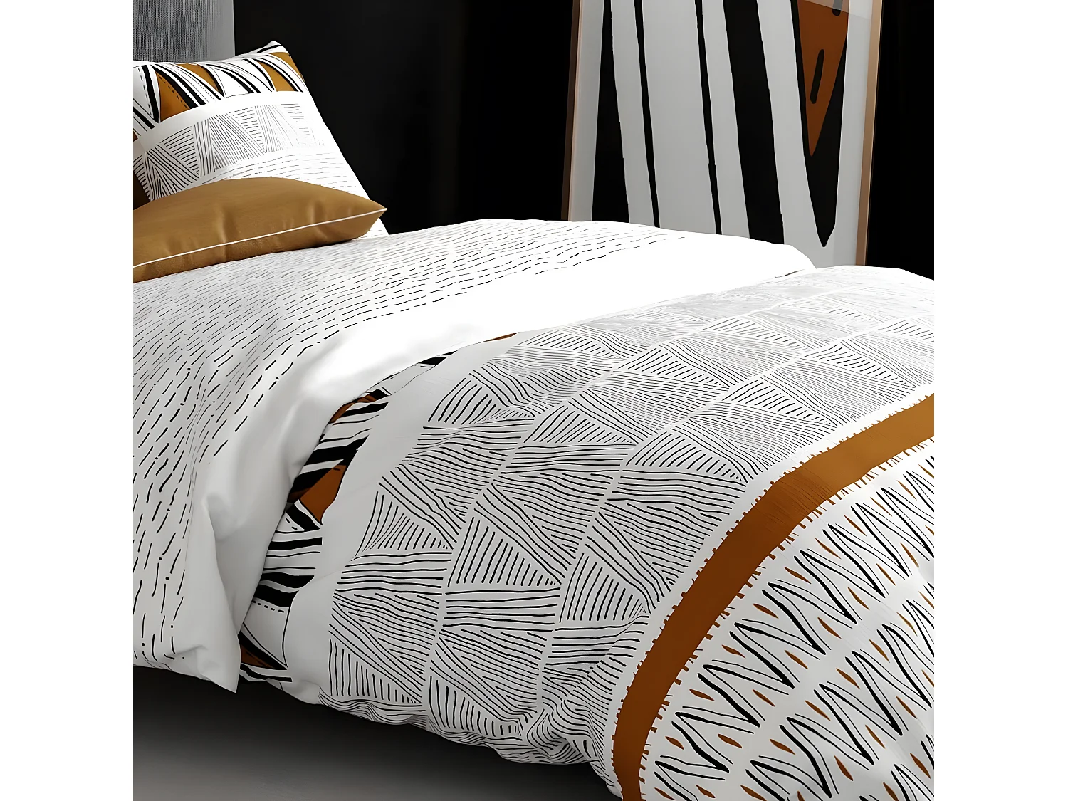 Housse de couette 220x240 cm + 2 taies d'oreiller 63x63 cm Coton Louxor