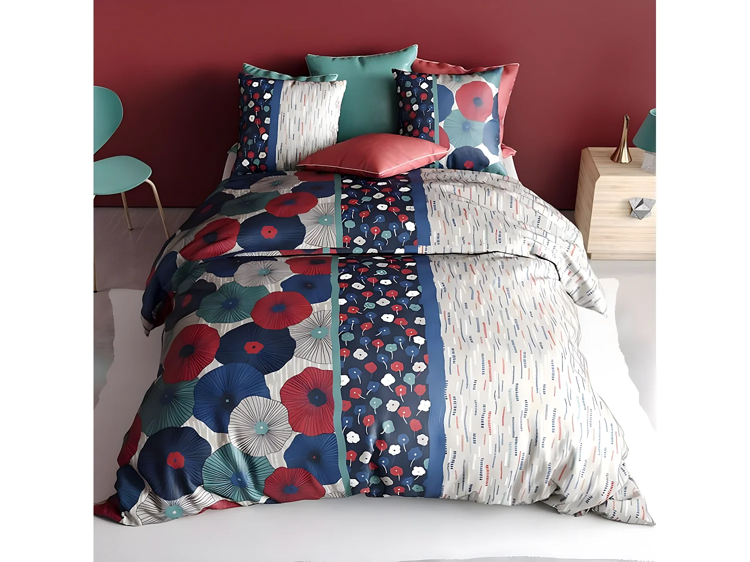 Parure de lit housse de couette avec taie d'oreiller 100% Coton 57 fils Agueda Taille 140 x 200 cm