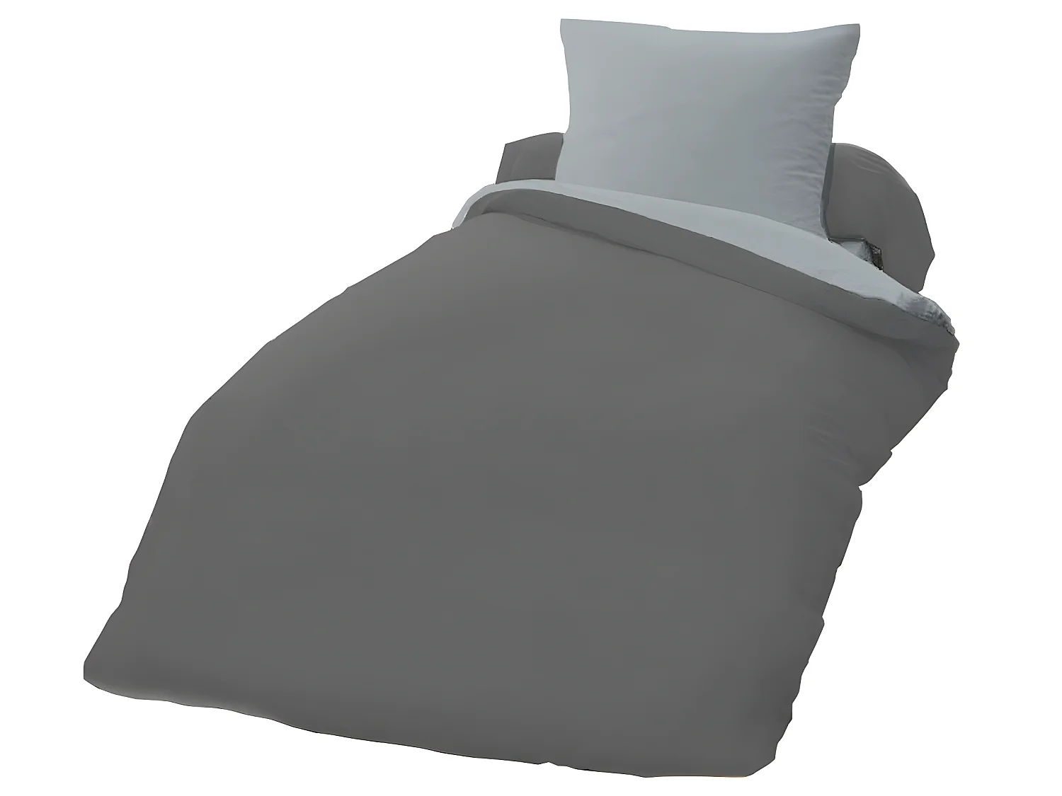 Parure de couette 100% coton bicolore 135x200 cm Taille 135 x 200 cm Couleur Gris Clair/Anthracite