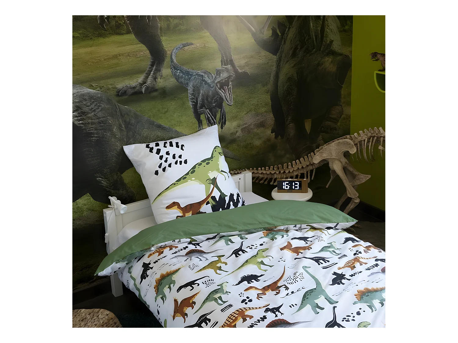 Housse de couette 140x200 cm + 1 taie d'oreiller 63x63 cm Coton Cretacé
