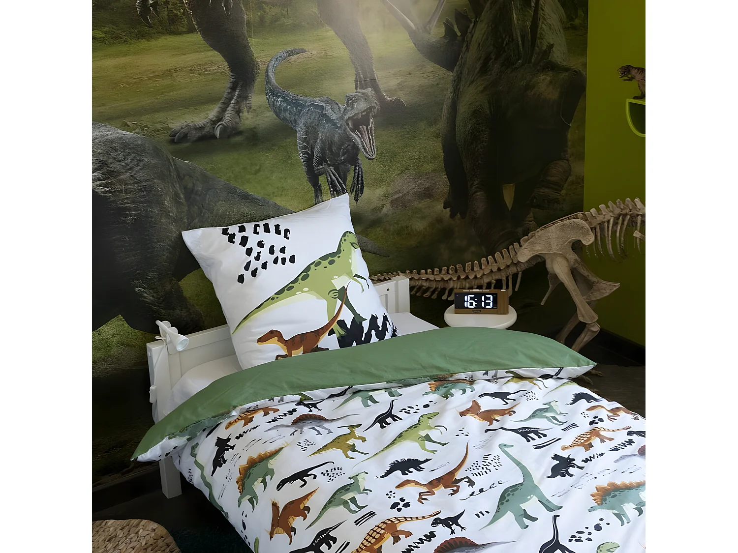 Housse de couette 140x200 cm + 1 taie d'oreiller 63x63 cm Coton Cretacé