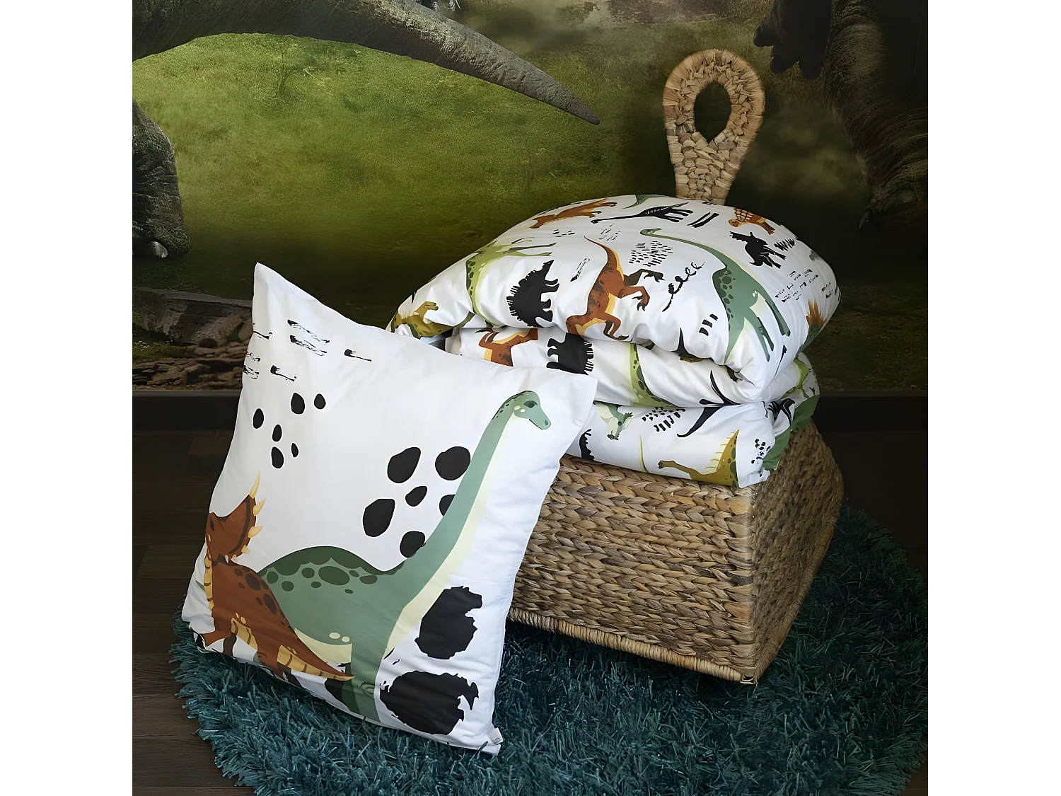 Housse de couette 140x200 cm + 1 taie d'oreiller 63x63 cm Coton Cretacé