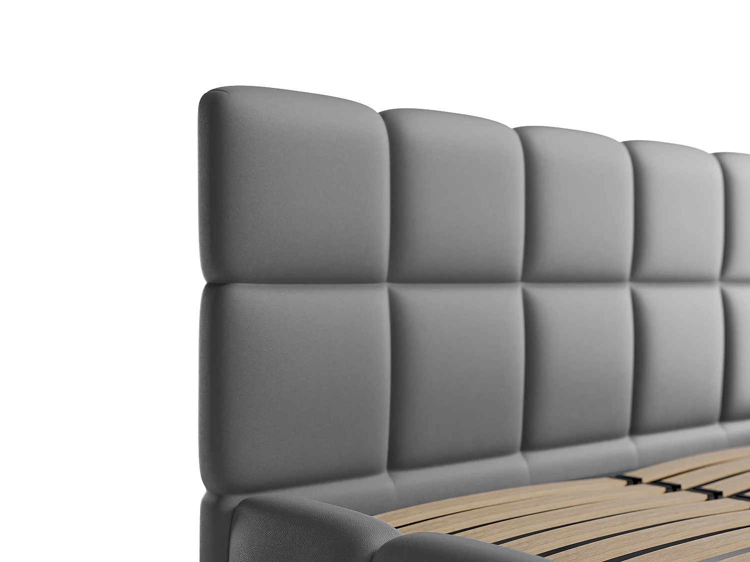 Bett mit Bettkasten - 140 x 190 cm - Stoff Leder-Optik - Grau - DAMADO von Pascal Morabito