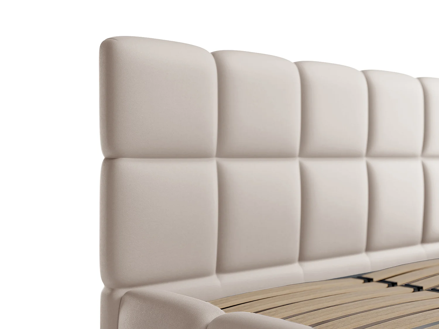 Lit coffre 140 x 190 cm - Tissu effet cuir - Beige - DAMADO de Pascal Morabito