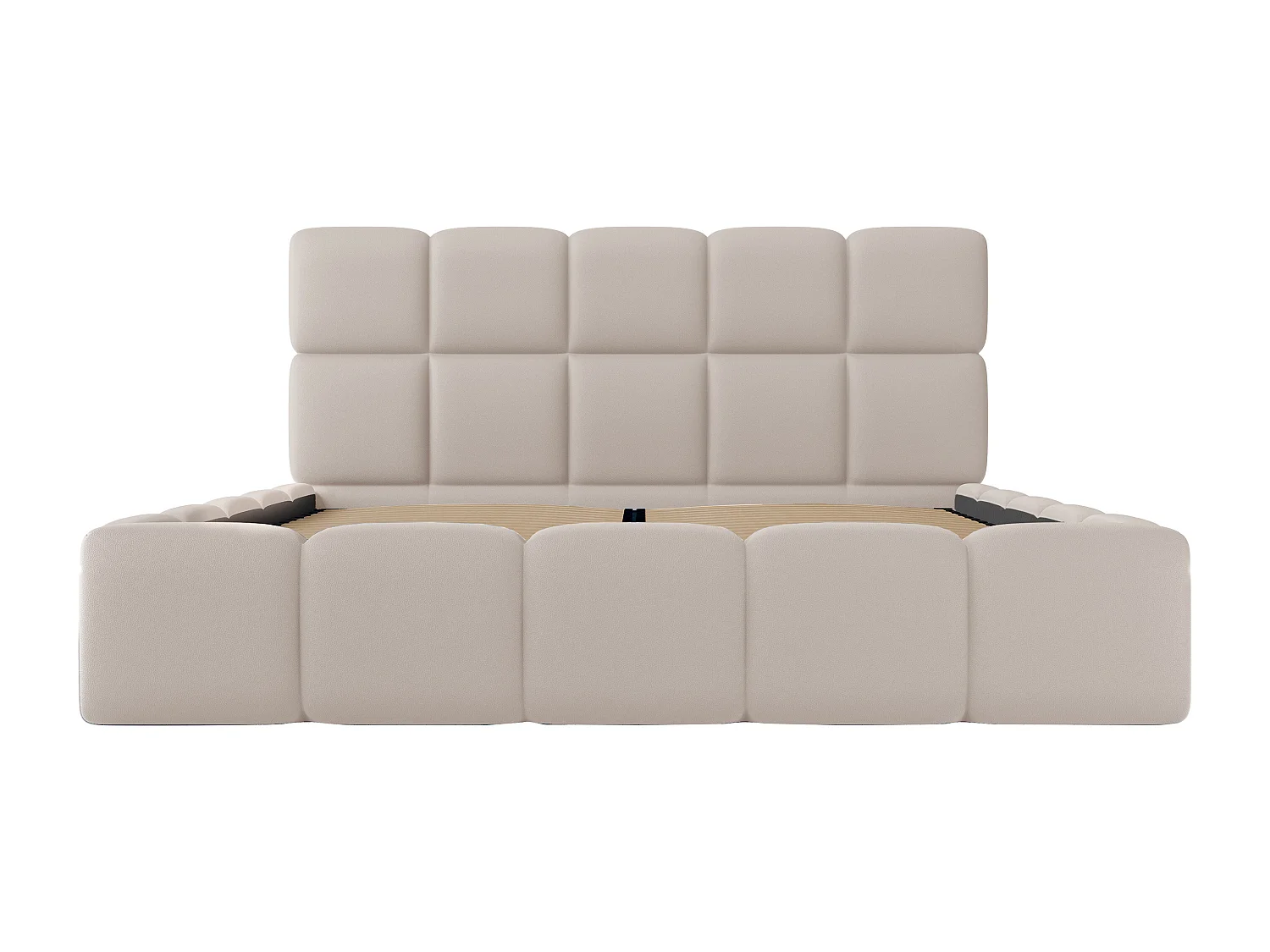 Lit coffre 160 x 200 cm - Tissu effet cuir - Beige - DAMADO de Pascal Morabito